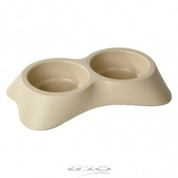 Double gamelle en plastique - 500ml - Beige - L 35 x l 20 x H 6 cm