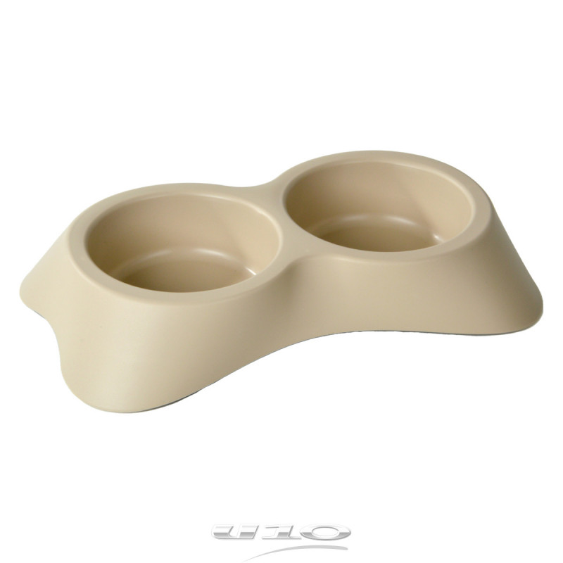 Double gamelle en plastique - 500ml - Beige - L 35 x l 20 x H 6 cm