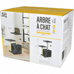 Arbre à chat avec jouet et niche - Gris - H 60 cm