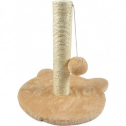 Arbre à chaton avec socle tête de chat en bois MDF - Beige - 30 x 30 x H 33 cm