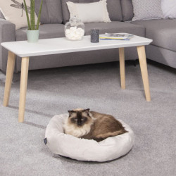 Coussin donut rond en velours pour animaux - Beige - D 50 x H 16 cm - Gamme Sweet Cat