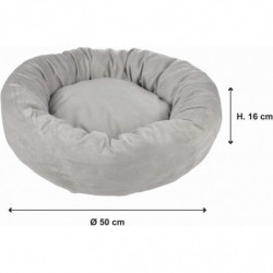 Coussin donut rond en velours pour animaux - Beige - D 50 x H 16 cm - Gamme Sweet Cat