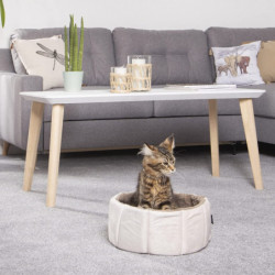 Panier rond effet velours pour animaux - Beige - D 48 x H 16 cm - Gamme Sweet cat