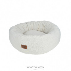 Coussin donut rond en tissu à bouclettes pour animaux - Blanc - D 55 x H 20 cm - Gamme Wooly