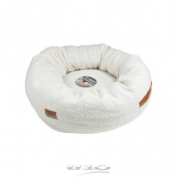 Coussin donut rond en tissu à bouclettes pour animaux - Blanc - D 55 x H 20 cm - Gamme Wooly