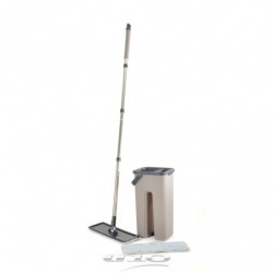 Set de nettoyage avec mop et seau compact en plastique - Taupe et gris - 2L