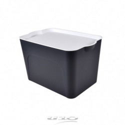 Box avec couvercle en plastique - 26L - Noir et blanc - L 40 x l 27 x H 24,5 cm