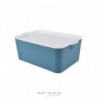 Box avec couvercle en plastique - 16L - Bleu et blanc - L 40 x l 27 x H 15 cm