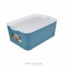 Box avec couvercle en plastique - 16L - Bleu et blanc - L 40 x l 27 x H 15 cm