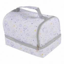 Vanity nomade ostherme en tissu avec motifs astrologiques - Blanc - 16 x 16 x H 23 cm