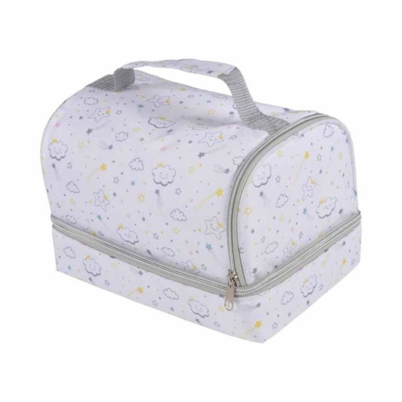 Vanity nomade ostherme en tissu avec motifs astrologiques - Blanc - 16 x 16 x H 23 cm