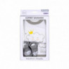 Lot body + bonnet + chaussettes 100% coton pour bébés - Naissance - Blanc et gris