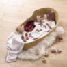 Lot body + bonnet + chaussettes à motif hérisson 100% coton pour bébés - Naissance - Blanc et beige - Gamme Forêt Magique