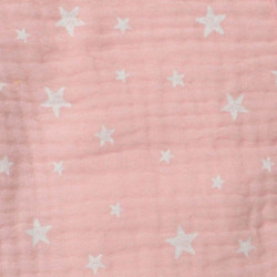 Couverture 100% coton pour bébé - Rose à motifs étoilés - 75 x 75 cm