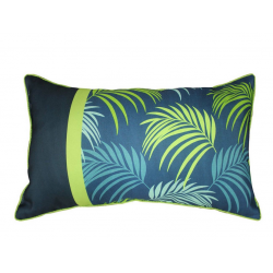 Ensemble rideau + coussin assorti motif végétal en tissu - Vert et Bleu - 140 x 260 cm