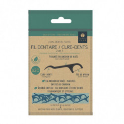 Lot de 100 fils dentaire cure dents infusé au charbon - 8 cm