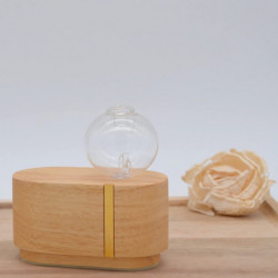 Diffuseur d'huile essentiel programmable Cimia en bois et verre - Beige - H 10,5 cm