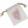 Guasha en quartz rose pour le soin du visage avec housse - Rose - L 8 cm