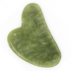 Guasha en pierre de jade pour le soin du visage avec housse - Vert - L 8 cm