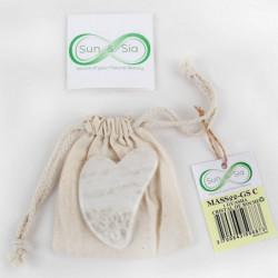 Guasha en cristal de roche pour le soin du visage avec housse - Transparent - L 8 cm