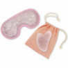 Kit masque pour les yeux thermoconfort + en quartz rose + housse en coton - Vert - Soin du visage