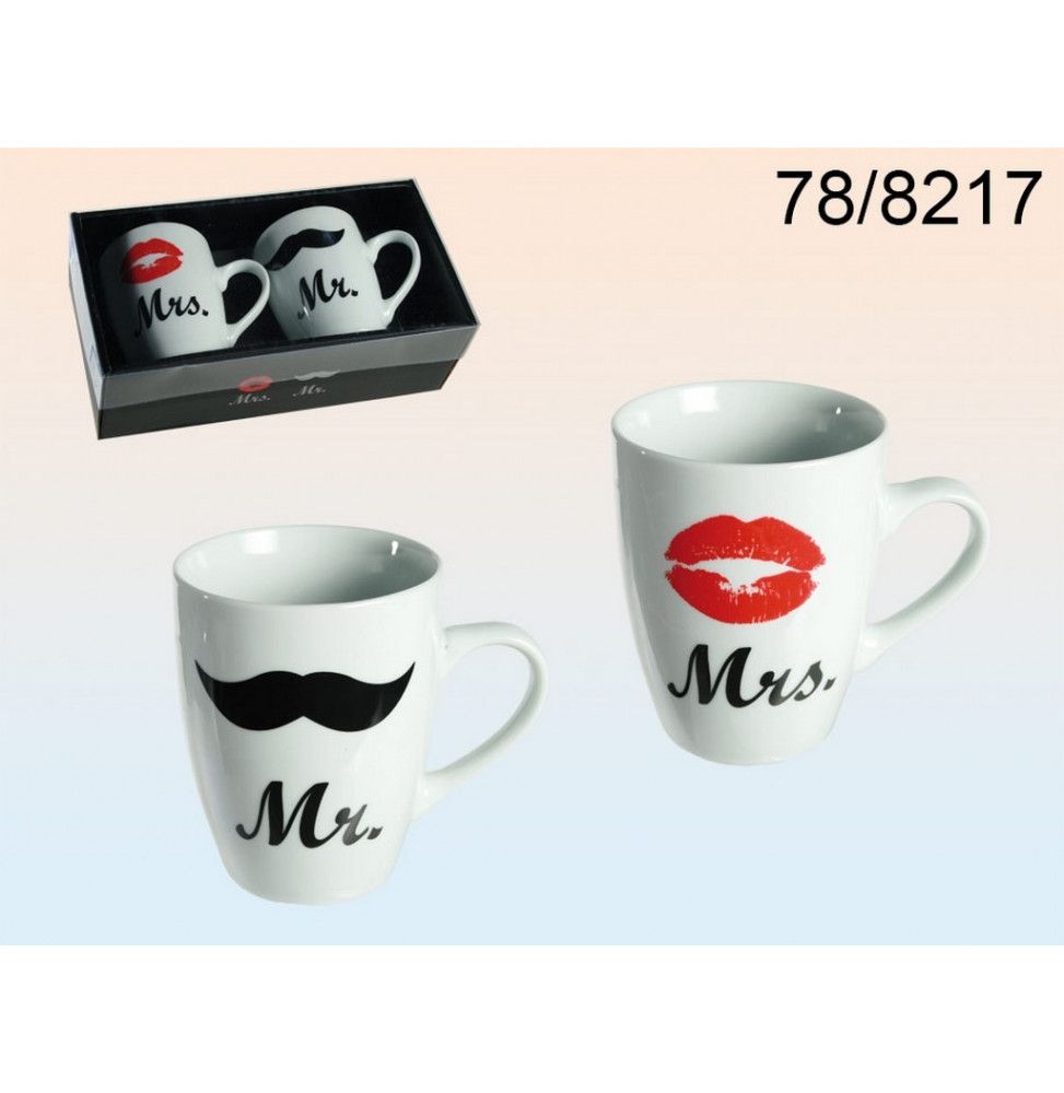 Mugs Mr & Mrs - Coffret de 2 tasses