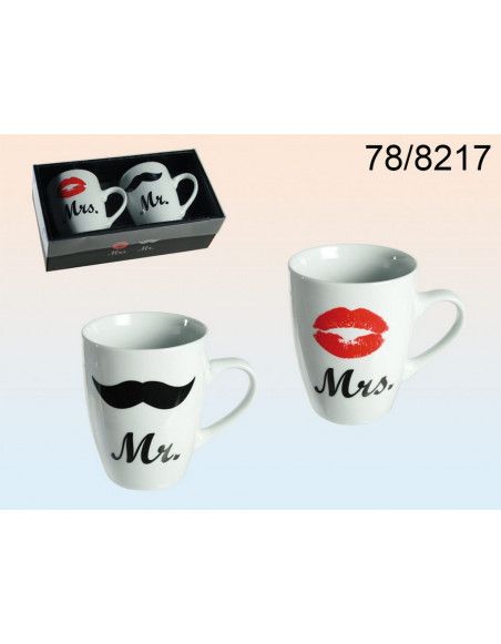 Mugs Mr & Mrs - Coffret de 2 tasses