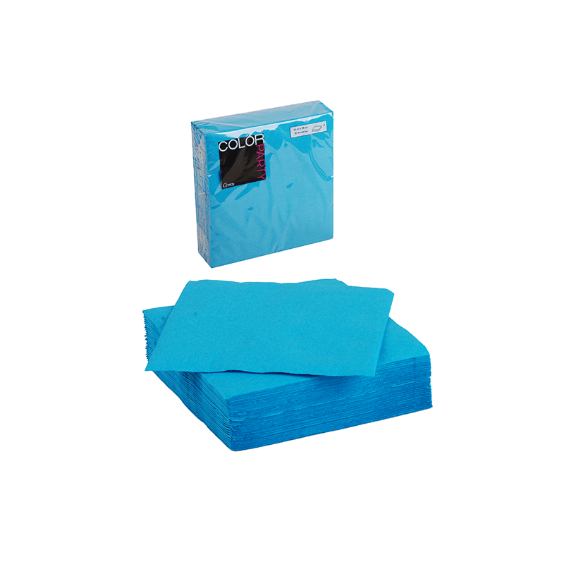 Paquets de 30 serviettes jetables en papier - Bleu - 38 x 38 cm