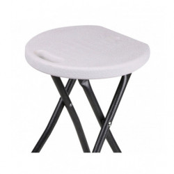 Tabouret pliable en plastique et métal - Noir et blanc - H 45 x D 30 cm