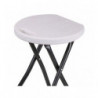 Tabouret pliable en plastique et métal - Noir et blanc - H 45 x D 30 cm