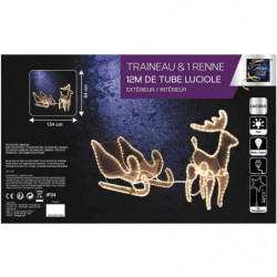 Décoration lumineuse de Noël - Traineau et renne - Extérieur - L 154 cm