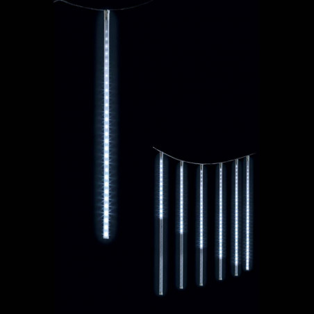 Guirlande rideau à 7 tubes effet goutte - Blanc - H 70 cm