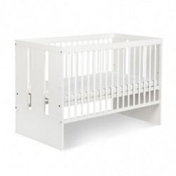 Lit pour bébé Paula 3 hauteurs ajustables avec barrière de sécurité - Blanc - 120 x 60 cm