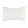 Coussin déhoussable en tissu avec motifs rosaces Astre - Blanc et Doré - 30 x 50 cm