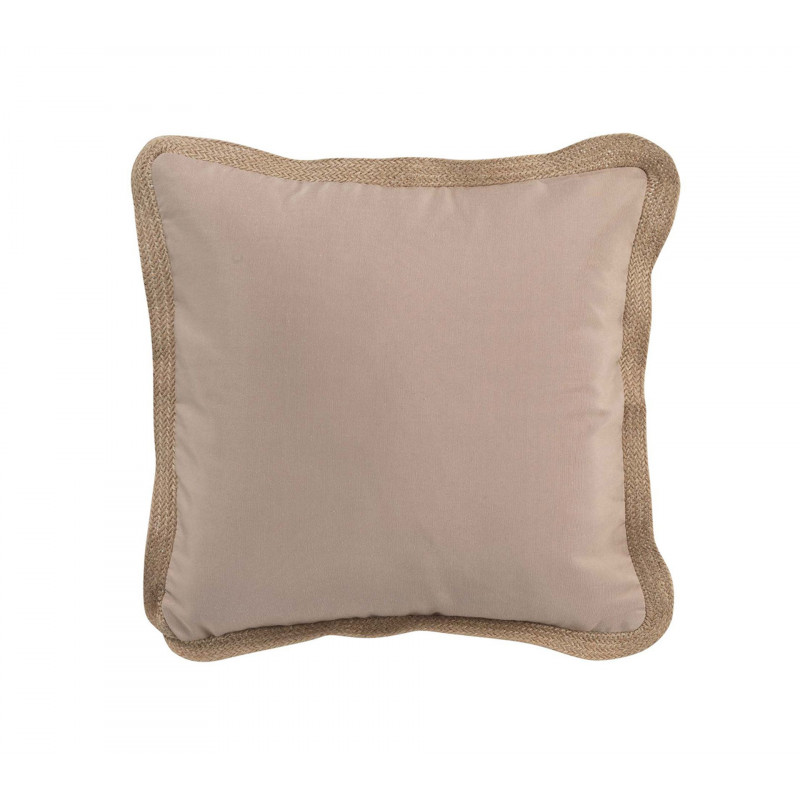 Coussin déhoussable en polycoton avec finition en jute Kelonia - Beige - 40 x 40 cm