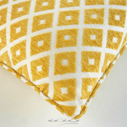 Coussin déhoussable en tissu effet jacquard chenillé Mariella - Jaune - 40 x 40 cm
