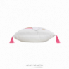 Coussin déhoussable en coton avec imprimé Arc en ciel et ponpons - Blanc et Rose - 40 x 40 cm