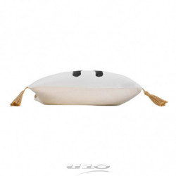 Coussin déhoussable en coton avec pompons et imprimé tête de girafe Columba - Beige - 40 x 40 cm