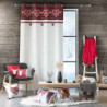Coussin déhoussable en coton tissé avec pompons et motif coeur avec cerf Heidi - Blanc et Rouge - 40 x 40 cm