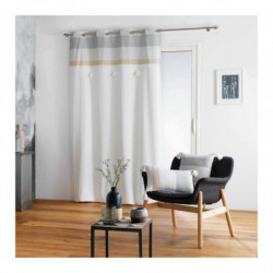 Coussin déhoussable en coton avec pompons et motif rayures Iliade - Gris et Beige - 40 x 40 cm