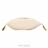 Coussin déhoussable en coton à pompons avec imprimé feuille tropicale Mogador - Beige et Doré - 40 x 40 cm