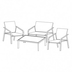 Salon de jardin "Naxos" avec 1 table + 3 chaises - Gris