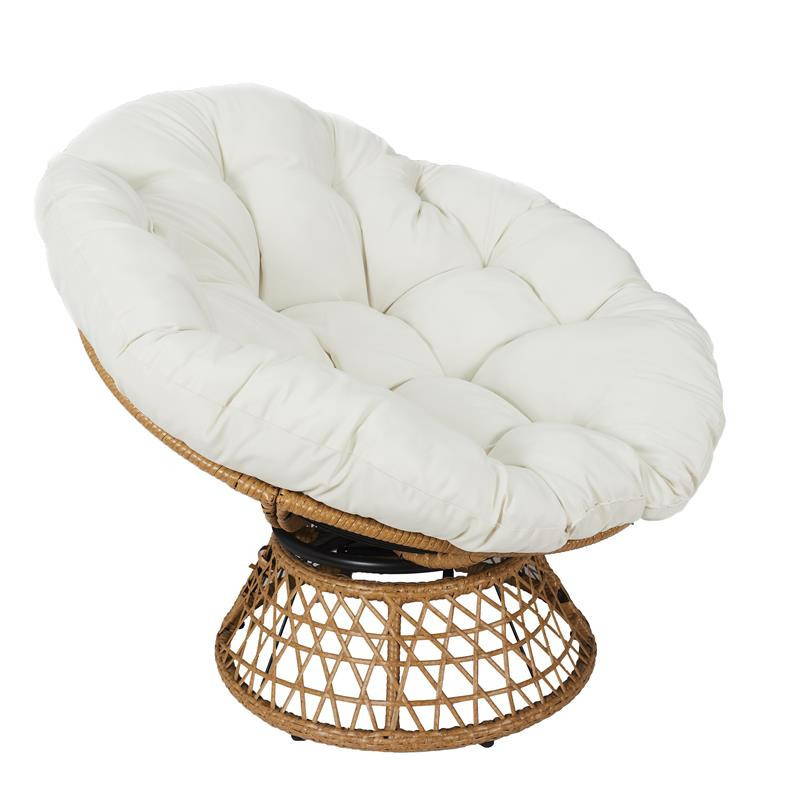 Fauteuil cancun avec coussin - Beige et blanc - L 96 x H 77 x P 86 cm