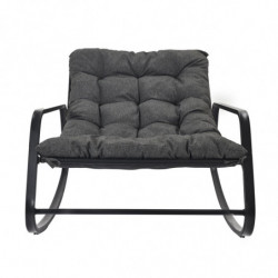 Fauteuil à bascule avec coussin "Miami" - Gris et noir - L 92 x H 69 x P 130 cm