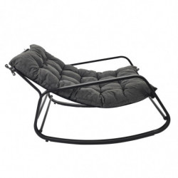 Fauteuil à bascule avec coussin "Miami" - Gris et noir - L 92 x H 69 x P 130 cm