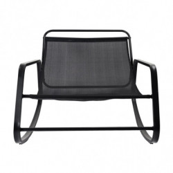 Fauteuil à bascule avec coussin "Miami" - Gris et noir - L 92 x H 69 x P 130 cm