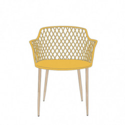 Fauteuil d'extérieur "Malaga" avec pieds en fer - Jaune - L 54.1 x H 80 x P 62.2 cm