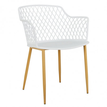 Fauteuil d'extérieur "Malaga" avec pieds en fer - Blanc - L 54.1 x H 80 x P 62.2 cm