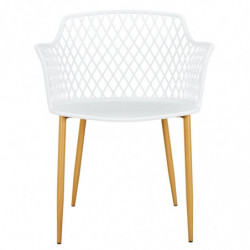 Fauteuil d'extérieur "Malaga" avec pieds en fer - Blanc - L 54.1 x H 80 x P 62.2 cm