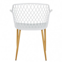 Fauteuil d'extérieur "Malaga" avec pieds en fer - Blanc - L 54.1 x H 80 x P 62.2 cm